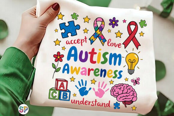 Accept Love Autism Awareness Puzzle PNG: A Thoughtful Graphic for T-Shirt Designs and Branding