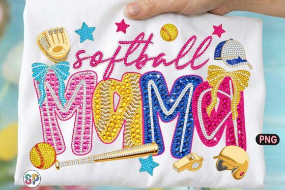 Bling Softball Mama, Coquette Mom Life – A Versatile T-Shirt Design Graphic for Creative Projects