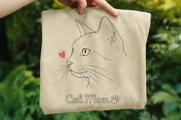 Cat Mom Line Art Heart Paw Print SVG: A Versatile Graphic for T-Shirt Designs and Branding