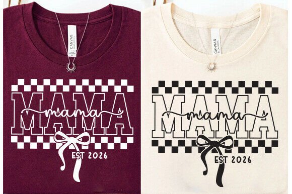 Mama EST 2026 SVG PNG, Checkered Bow New: A Versatile Graphic Design Asset for Local Businesses