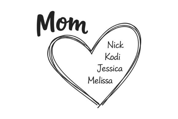 Mom Heart with Kids Names SVG – A Versatile Graphic Design Asset for T-Shirt Designs and Content Publishing