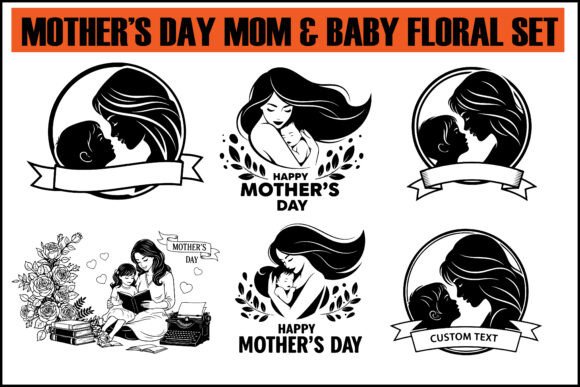 Mother’s Day Mom Baby Floral Set: A Versatile Graphic Design Asset for Branding and Marketing