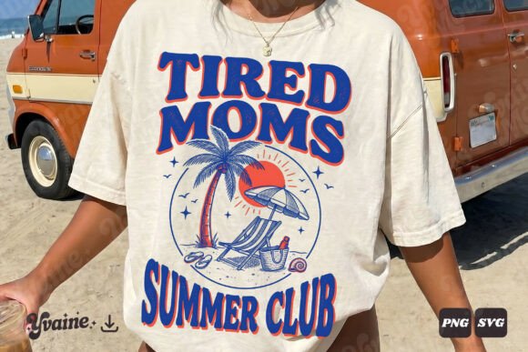 Tired Moms Summer Club SVG PNG: A Bold Illustration for Coastal Branding