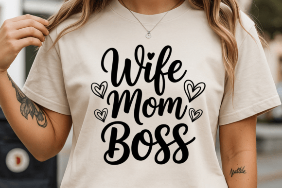 Wife Mom Boss SVG: A Modern Graphic Design Asset for T-Shirt Designs and Content Publishing